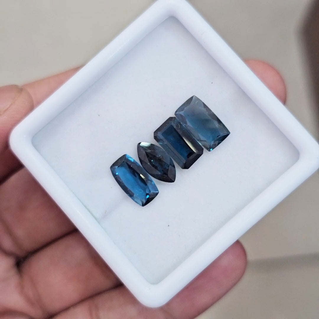 4 Pcs of Natural London Blue Topaz Faceted | Mix | Size: 12mm