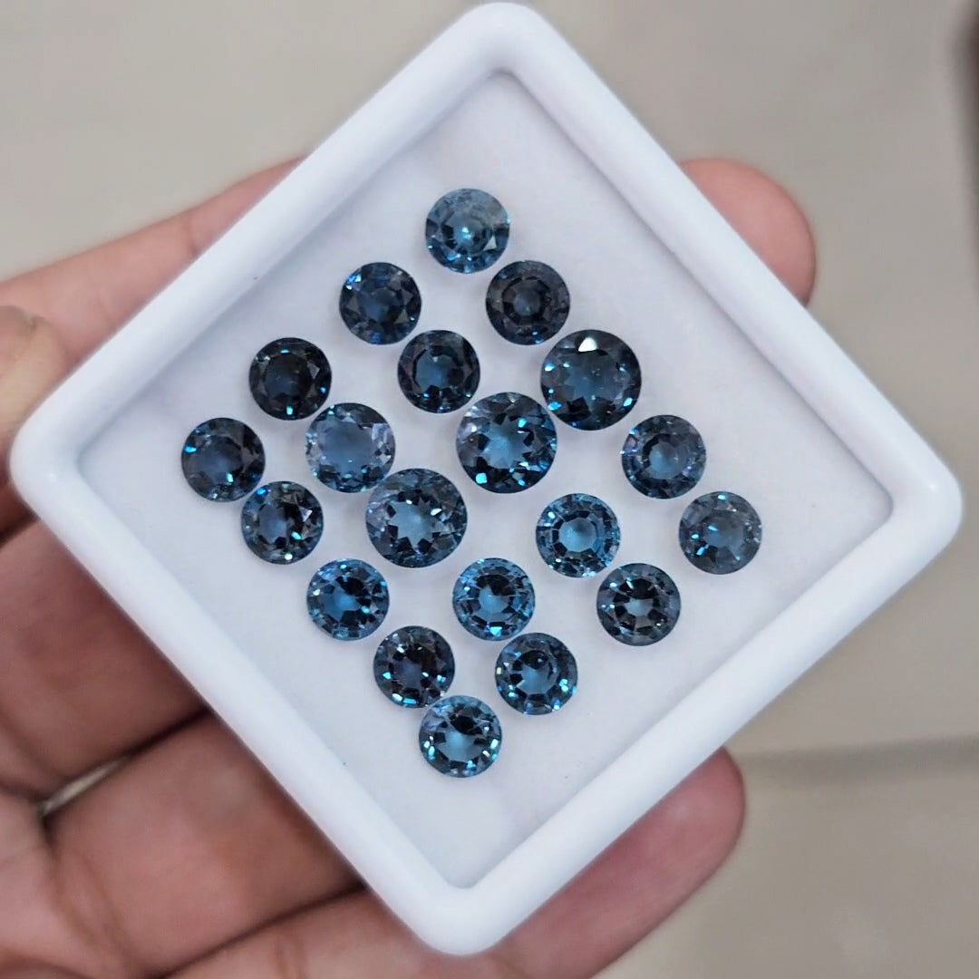 20 Pcs of Natural London Blue Topaz Faceted | Round | Size: 6-7mm