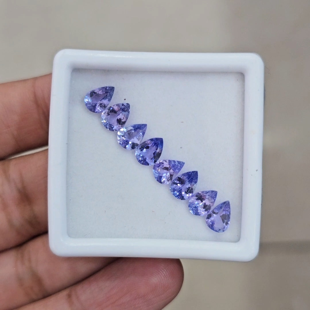 8 Pcs of Natural Tanzanite Faceted | Pear | Size: 7x5mm