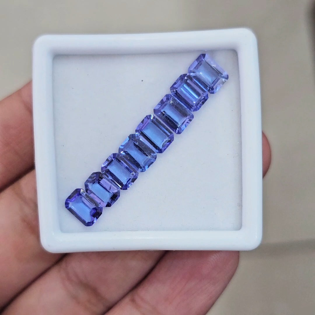 8 Pcs of Natural Tanzanite Faceted | Rectangle | Size: 7x5mm