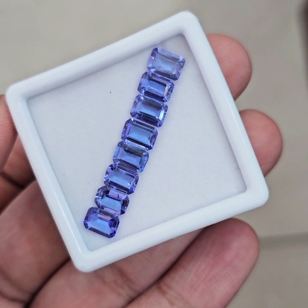8 Pcs of Natural Tanzanite Faceted | Rectangle | Size: 7x5mm
