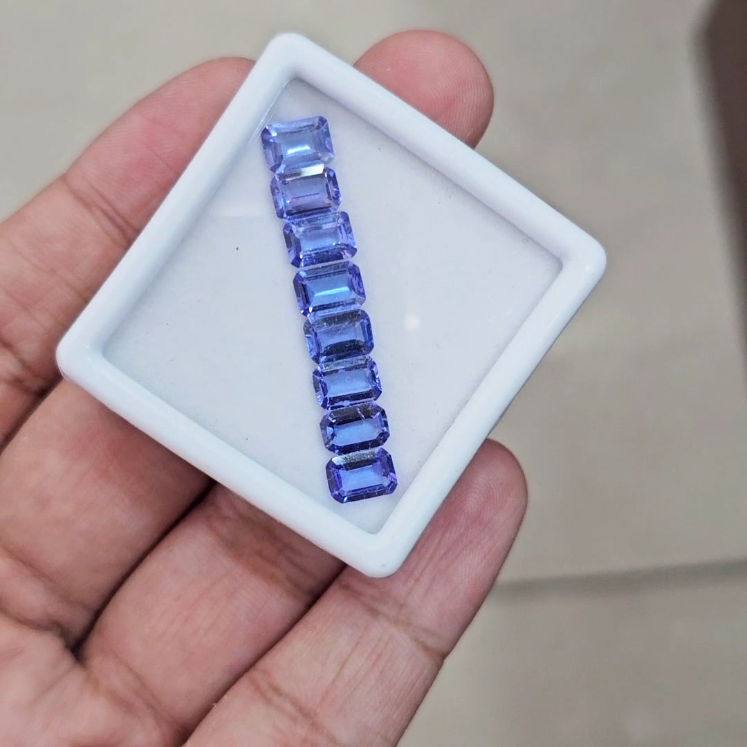 8 Pcs of Natural Tanzanite Faceted | Rectangle | Size: 7x5mm