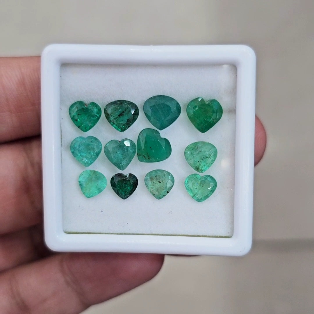 12 Pcs of Natural Emerald Faceted | Heart & Tear Drop | Size: 5-7mm