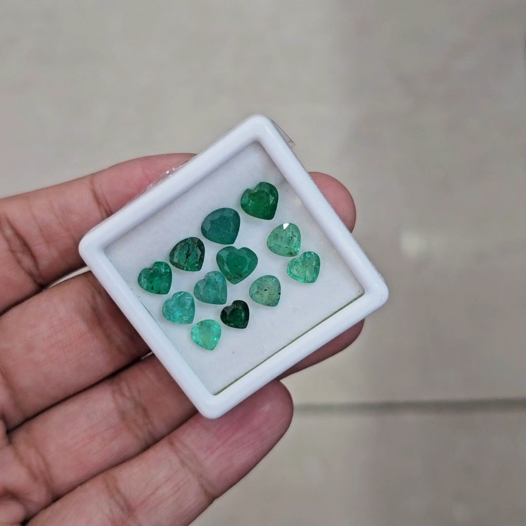 12 Pcs of Natural Emerald Faceted | Heart & Tear Drop | Size: 5-7mm