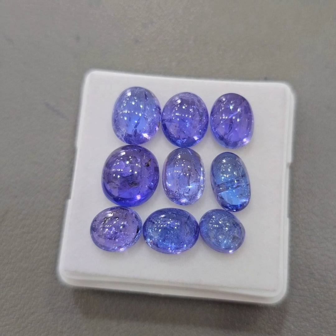 9 Pcs Natural Tanzanite Cabochons |8-11mm | Shape: Oval