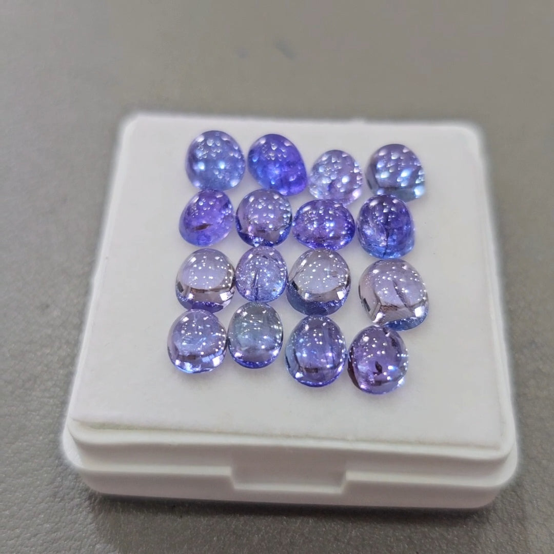 16 Pcs Natural Tanzanite Cabochons |6-8mm | Shape: Oval