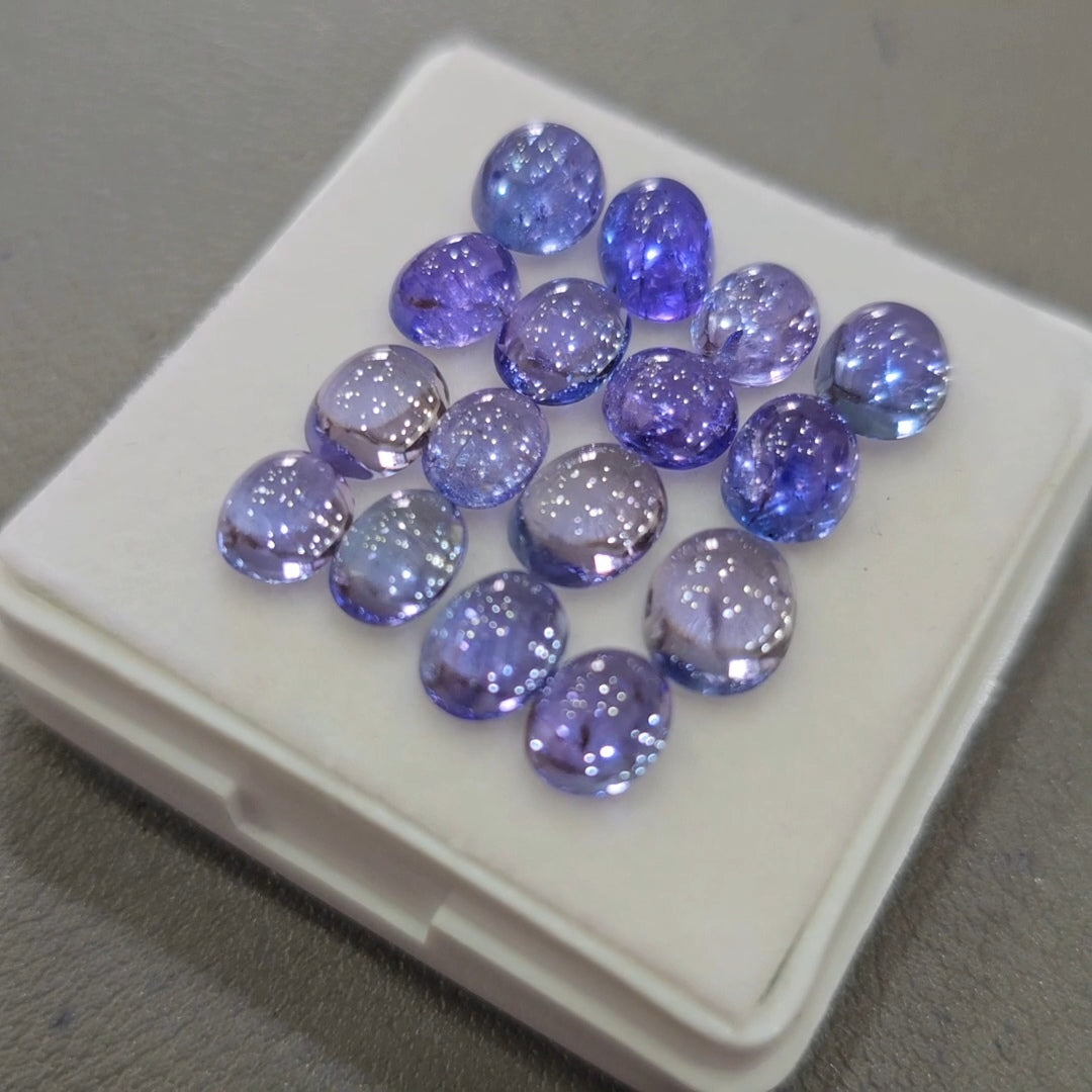 16 Pcs Natural Tanzanite Cabochons |6-8mm | Shape: Oval