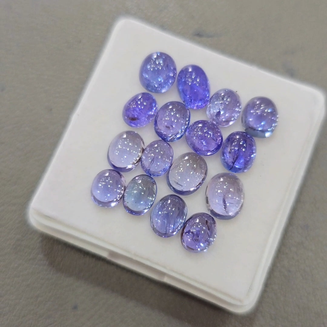 16 Pcs Natural Tanzanite Cabochons |6-8mm | Shape: Oval