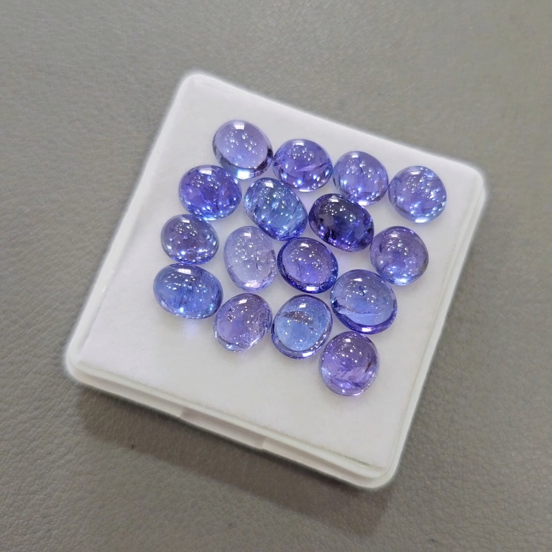 16 Pcs Natural Tanzanite Cabochons |6-8mm | Shape: Oval