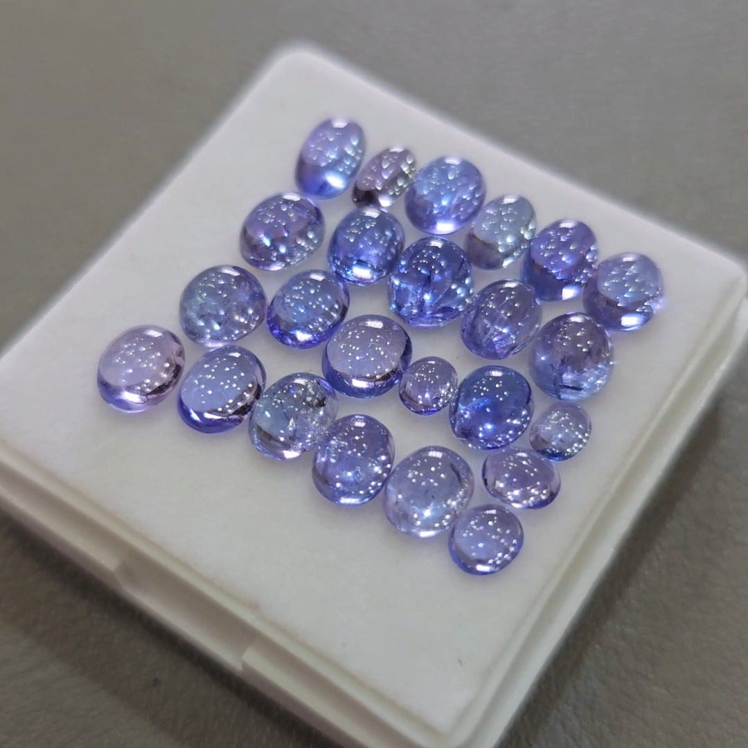 23 Pcs Natural Tanzanite Cabochons |4-7mm | Shape: Oval