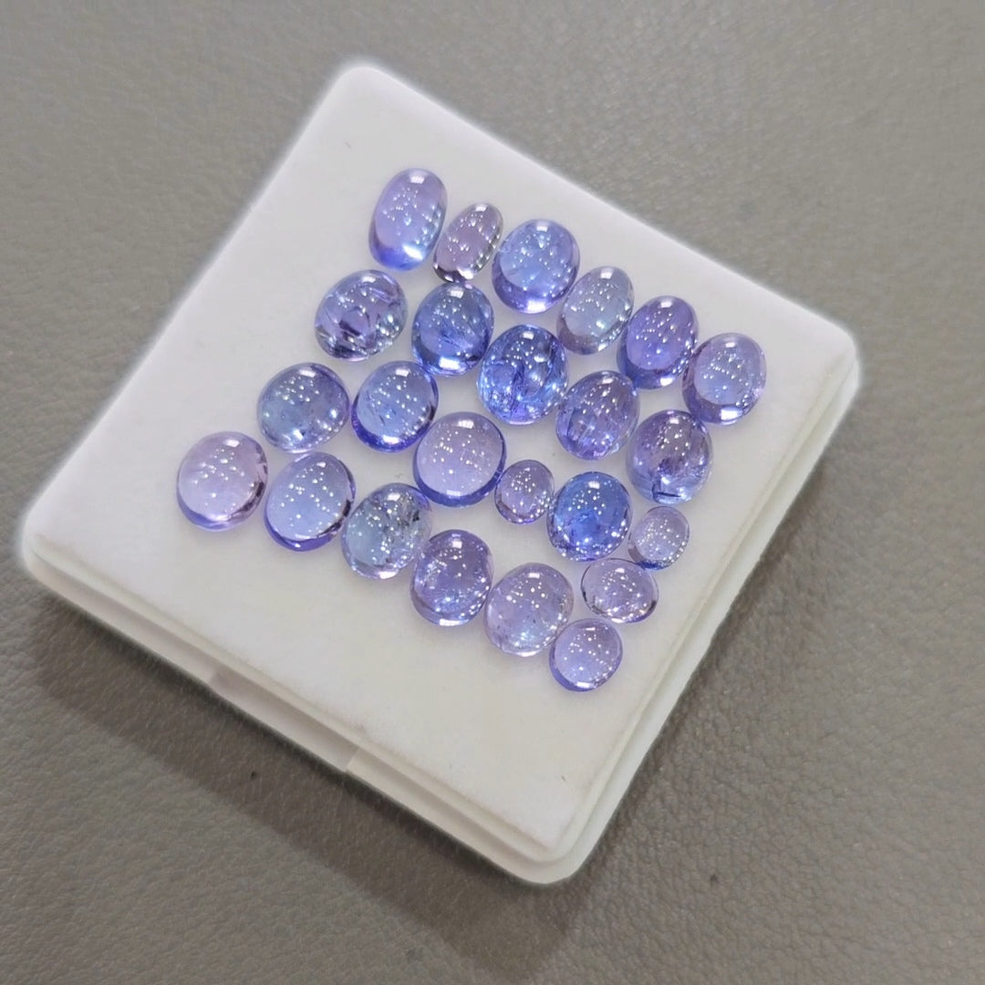 23 Pcs Natural Tanzanite Cabochons |4-7mm | Shape: Oval