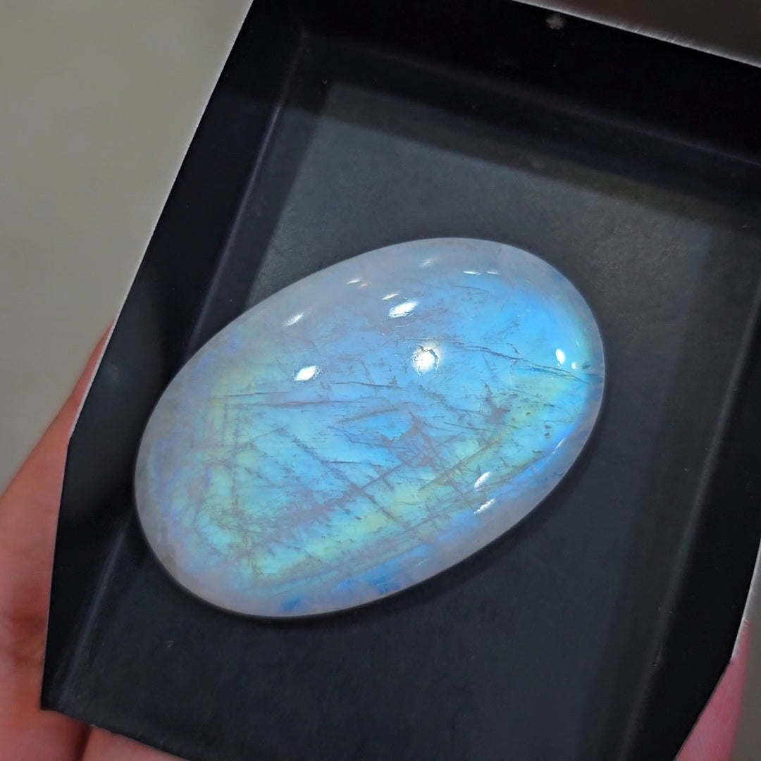 1 Pcs Natural Rainbow Moonstone Cabochons |30x45mm | Shape: Oval