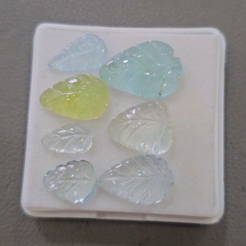 7 Pcs Natural Mix Berly Carved |10-17mm | Shape: Leaf