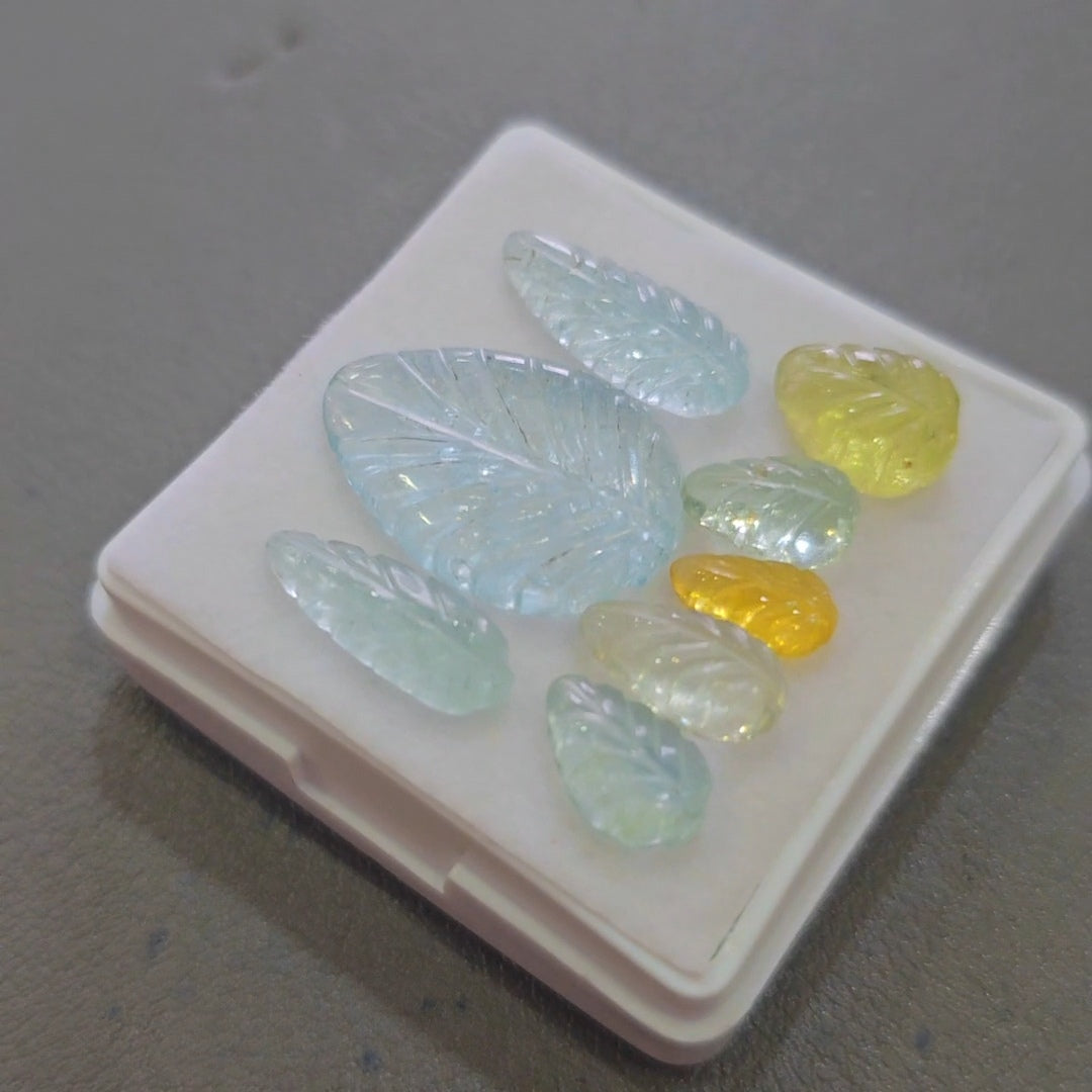 8 Pcs Natural Mix Berly Carved |9-21mm | Shape: Leaf