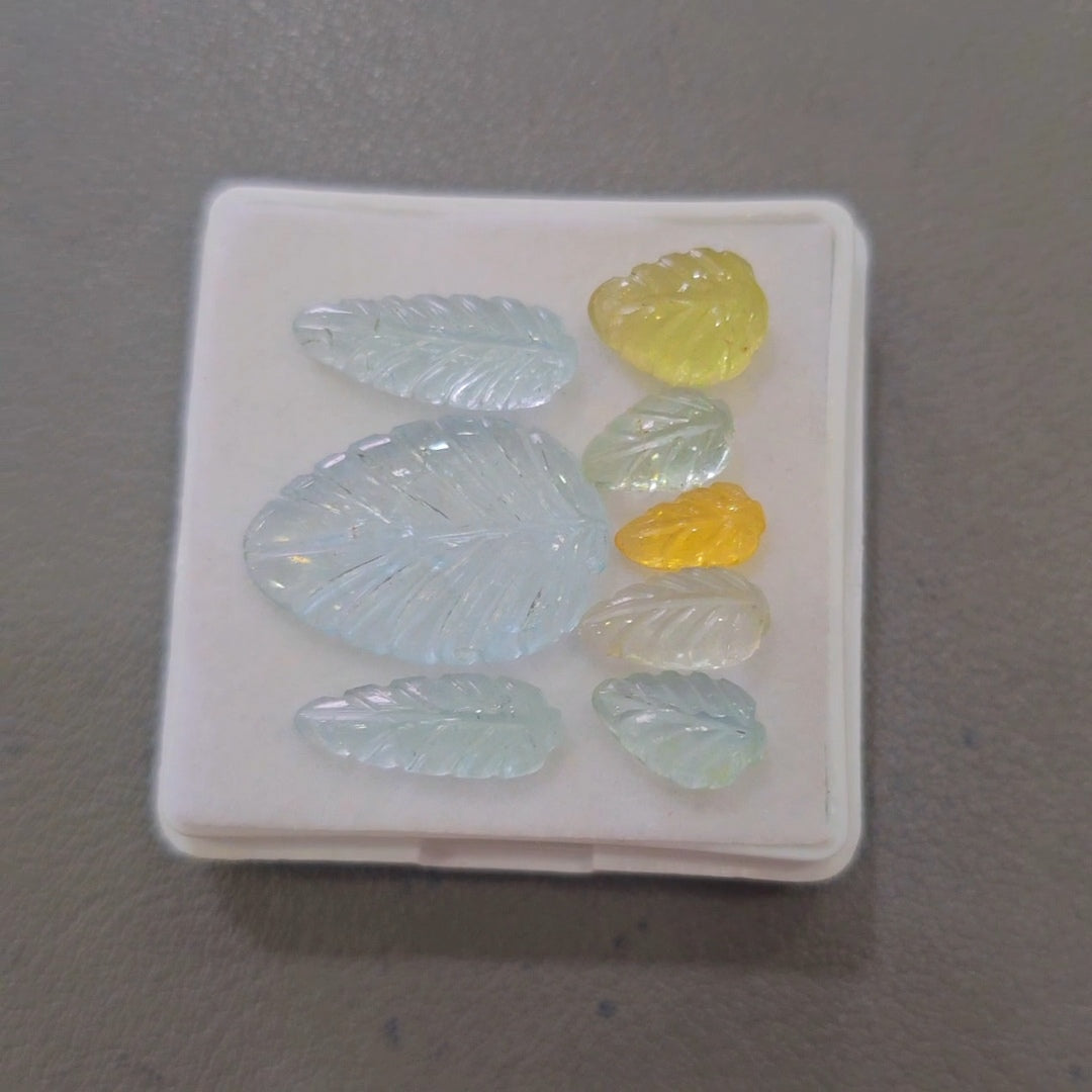 8 Pcs Natural Mix Berly Carved |9-21mm | Shape: Leaf