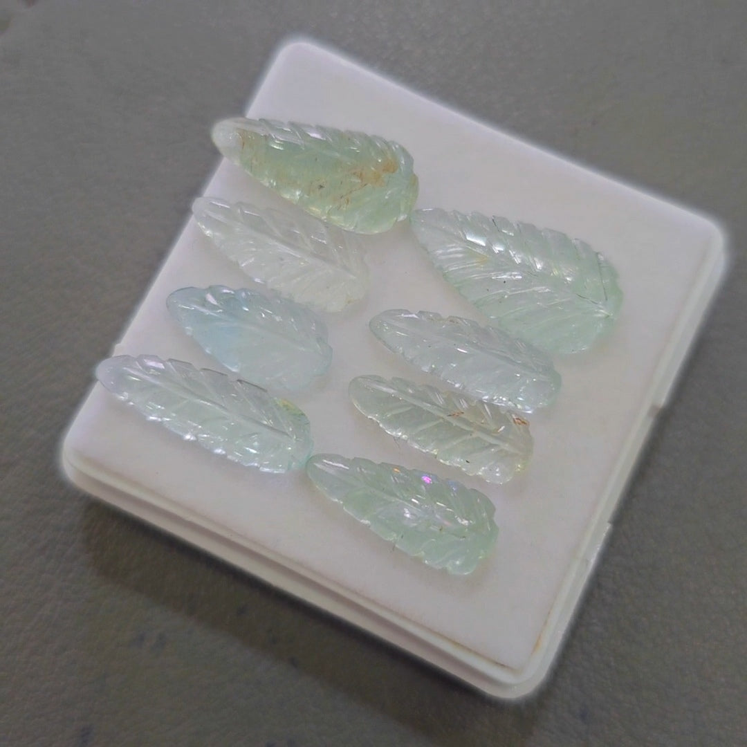 8 Pcs Natural Mix Berly Carved |13-18mm | Shape: Leaf