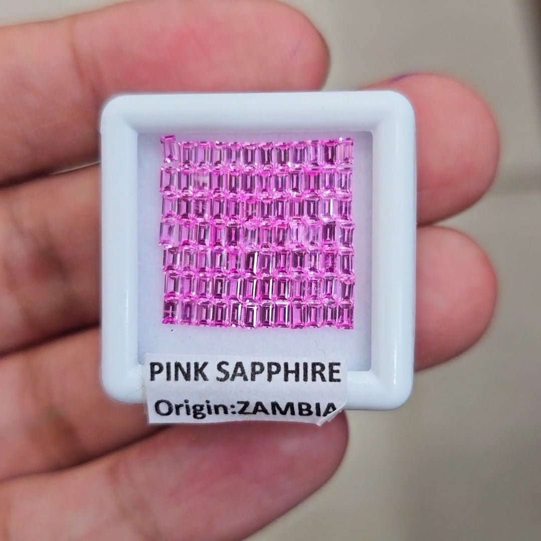 1 Box Of Natural Unheated Pink Sapphire From Zambia | 3x2mm| Rectangle | Ideal Cut