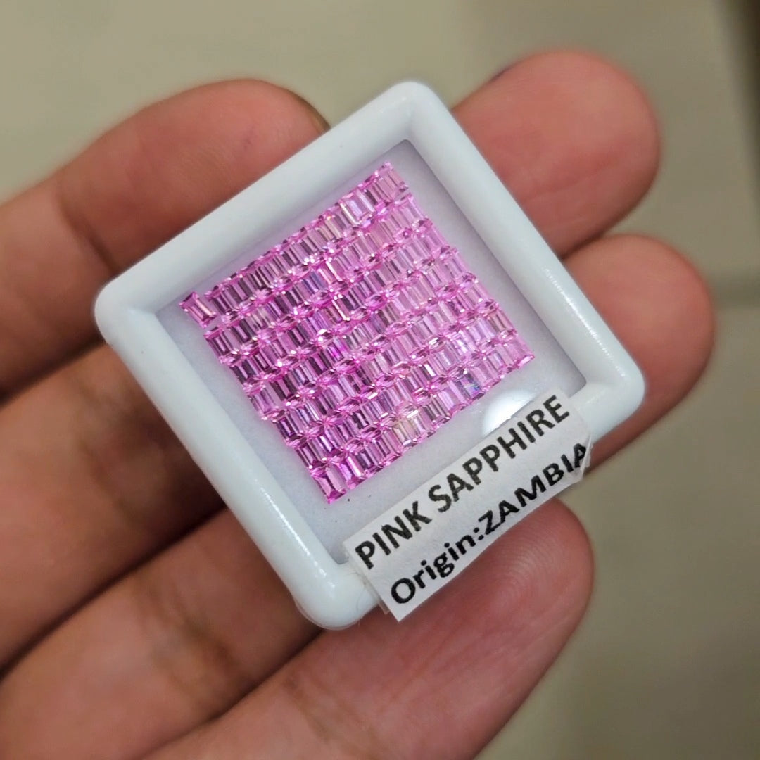 1 Box Of Natural Unheated Pink Sapphire From Zambia | 3x2mm| Rectangle | Ideal Cut