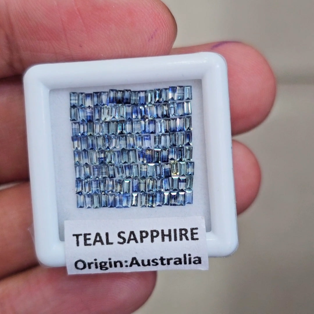 1 Box Of Natural Unheated Teal Sapphire From Australia | 2x1mm| Rectangle | Ideal Cut