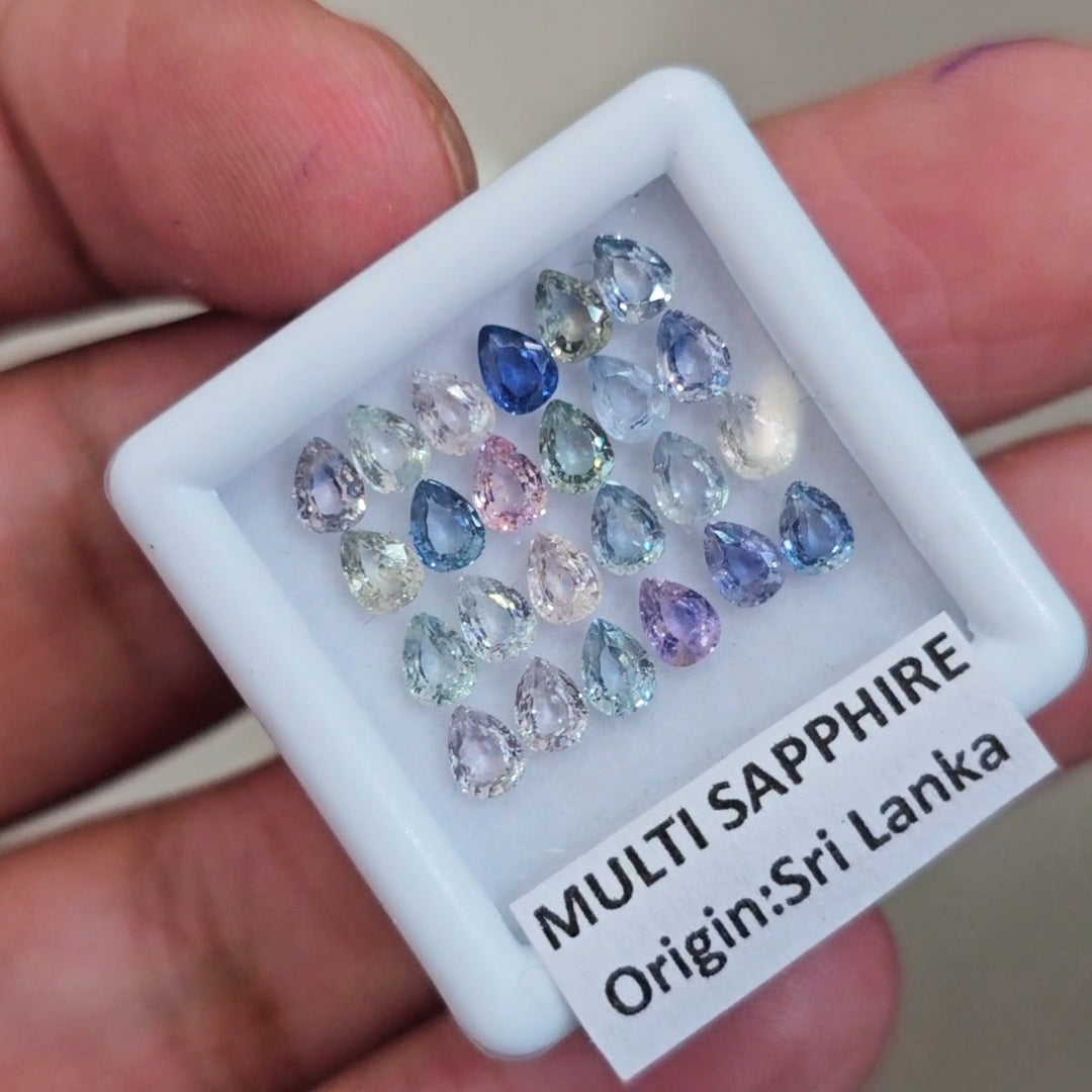 1 Box Of Natural Unheated Multi Sapphire From Sri Lanka | 4X3mm| Pear | Ideal Cut