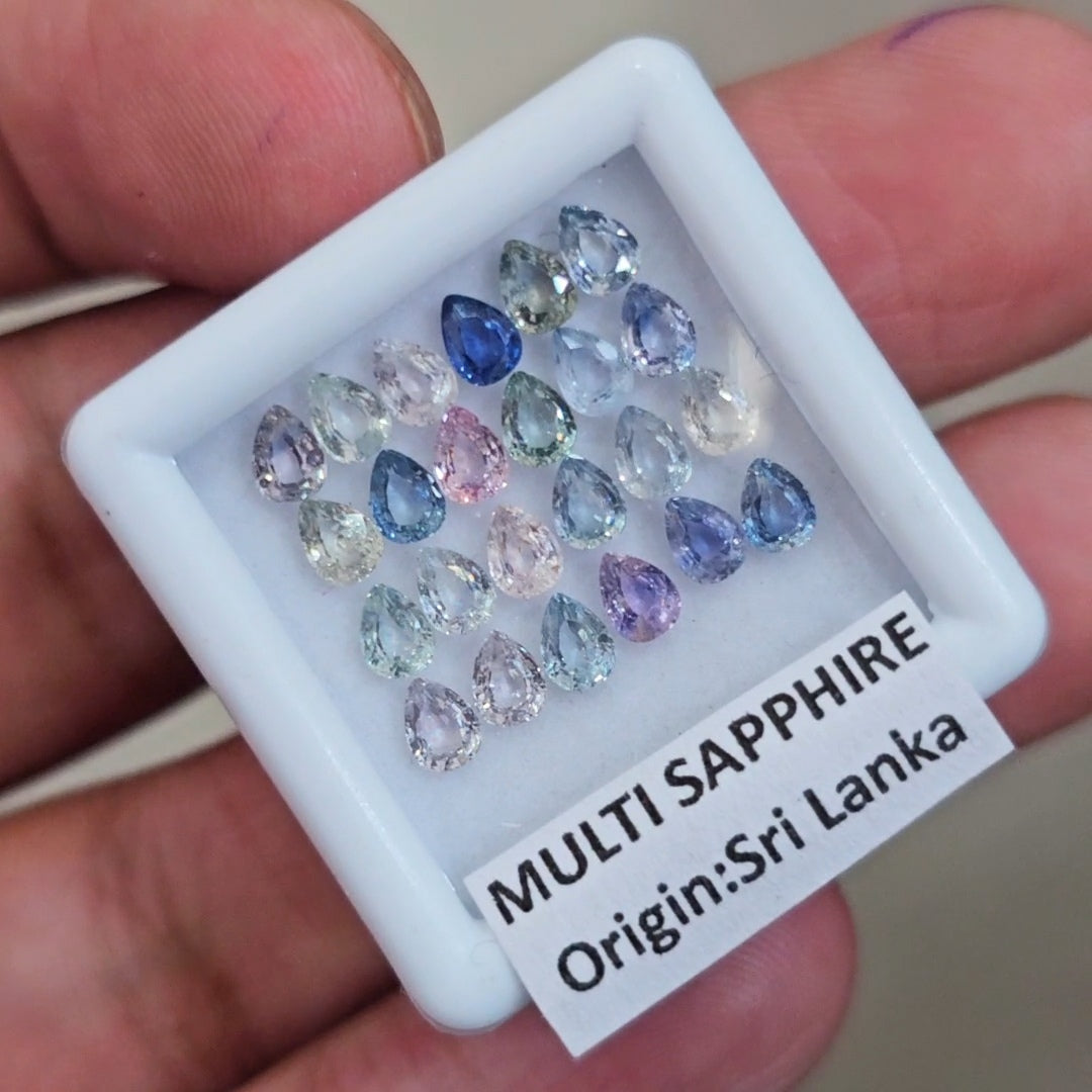 1 Box Of Natural Unheated Multi Sapphire From Sri Lanka | 4X3mm| Pear | Ideal Cut