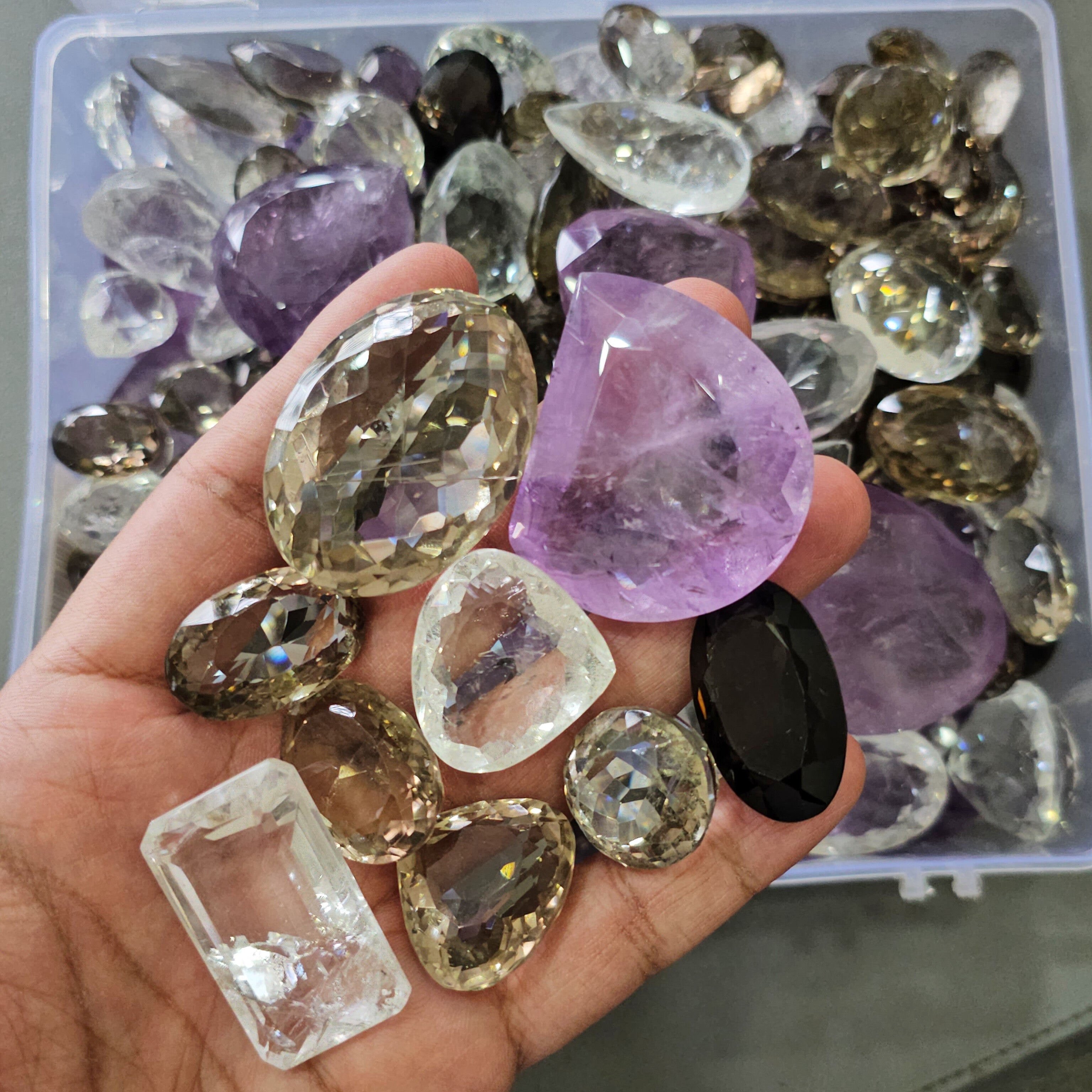 500Gram Mix Brazilian Faceted Crystal | Mix of Amethyst, Clear quartz, Smoky, Phantom, Imperial Quartz, White Topaz