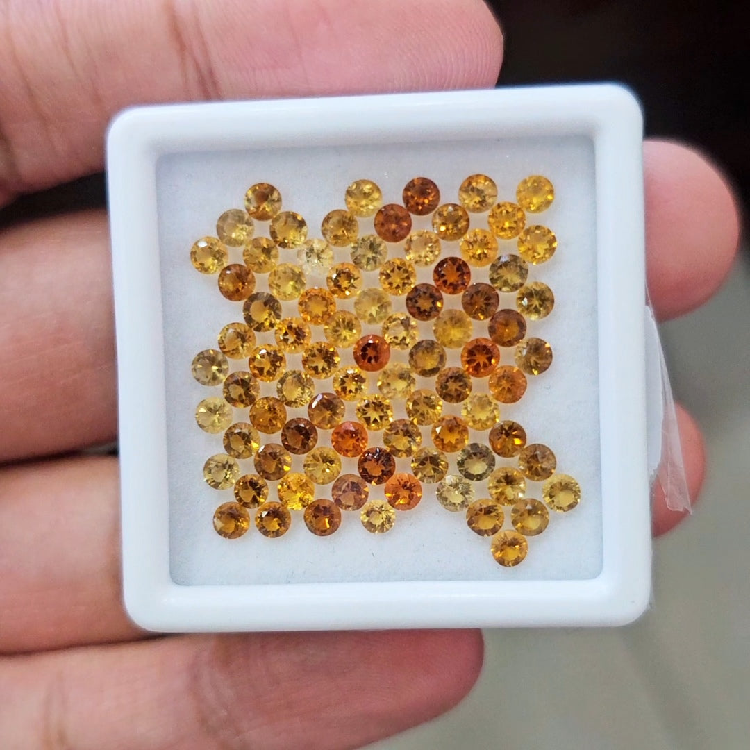 81 pcs Of Natural Cirtrine Faceted | Round | Size:2mm