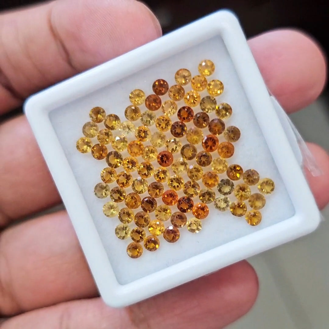 81 pcs Of Natural Cirtrine Faceted | Round | Size:2mm