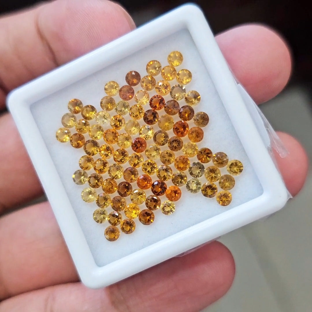 81 pcs Of Natural Cirtrine Faceted | Round | Size:2mm