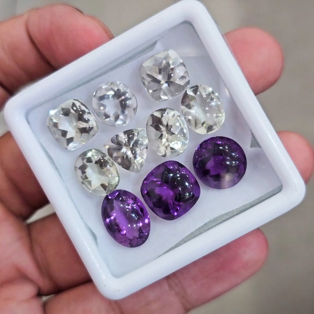10 Pcs of Natural Amethyst Buff Top | Mix | Size: 10-13mm