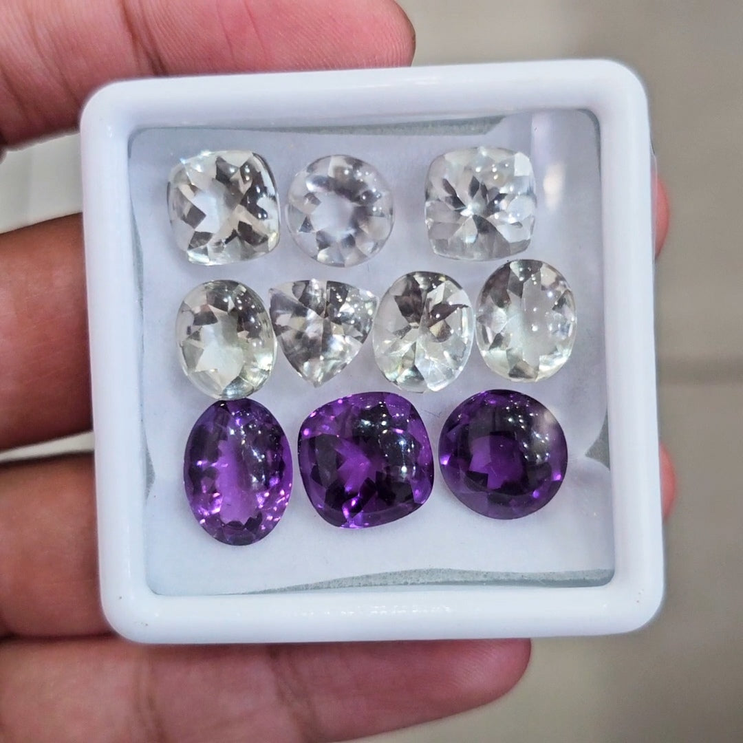 10 Pcs of Natural Amethyst Buff Top | Mix | Size: 10-13mm