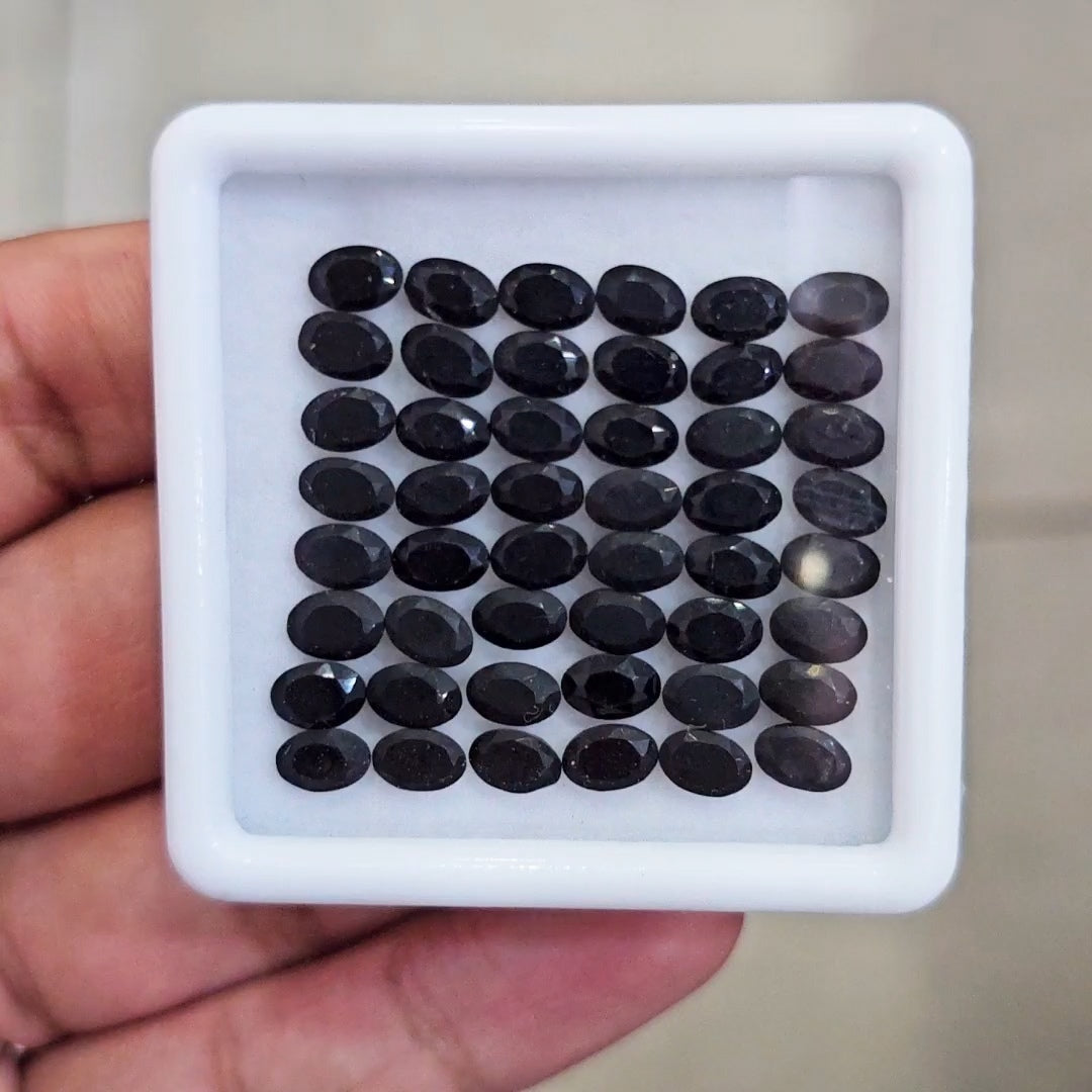 48 Pcs of Natural Black Onyx Faceted | Oval  | Size: 6x4mm