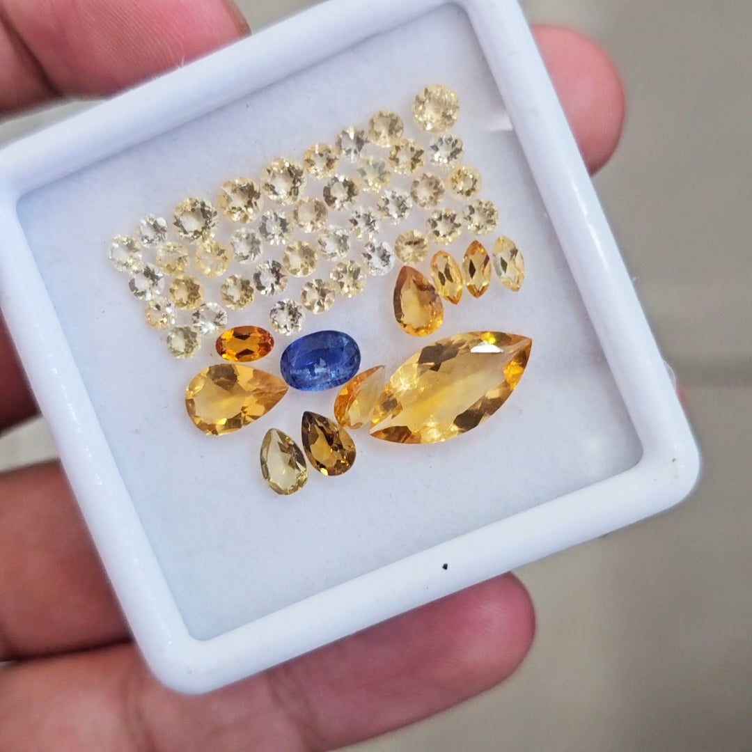 49 Pcs Of Natural Citrine & Kyanite Faceted | Mix | Size:3-15mm