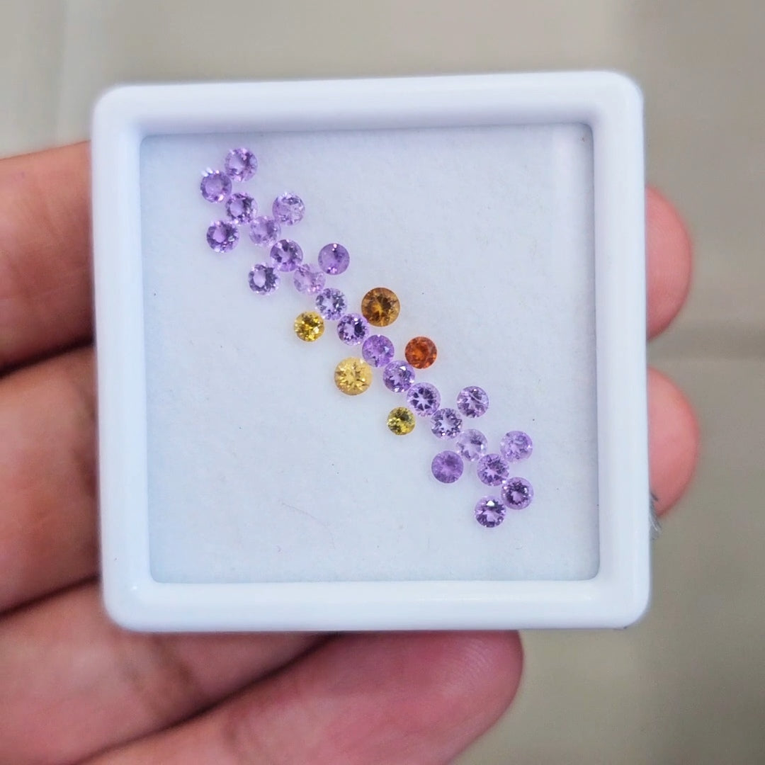 28 Pcs Of Natural Citrine & Amethyst Faceted | Round | Size:1-3mm