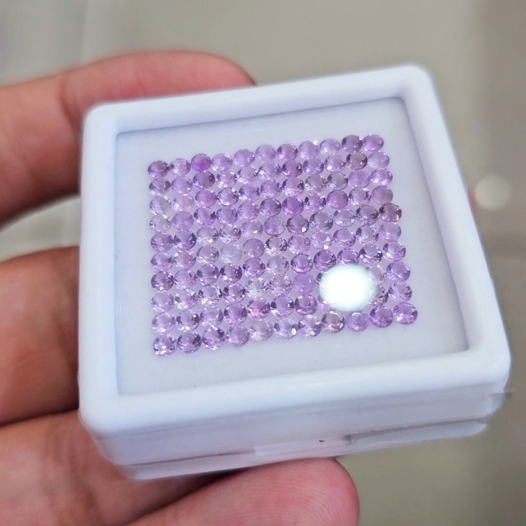 110 Pcs Of Natural Pink Amethyst Faceted | Round | Size: 2mm