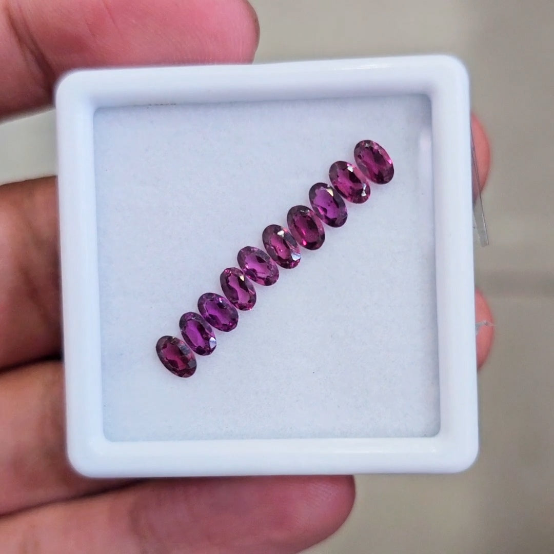 10 Pcs of Natural Rhodolite Garnet Faceted | Oval | Size: 5x3mm