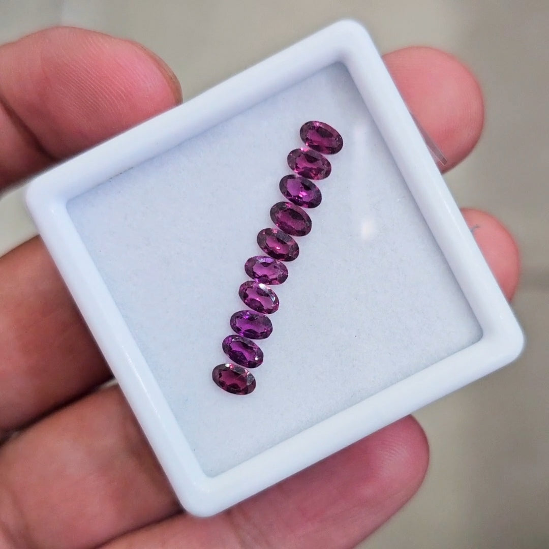 10 Pcs of Natural Rhodolite Garnet Faceted | Oval | Size: 5x3mm