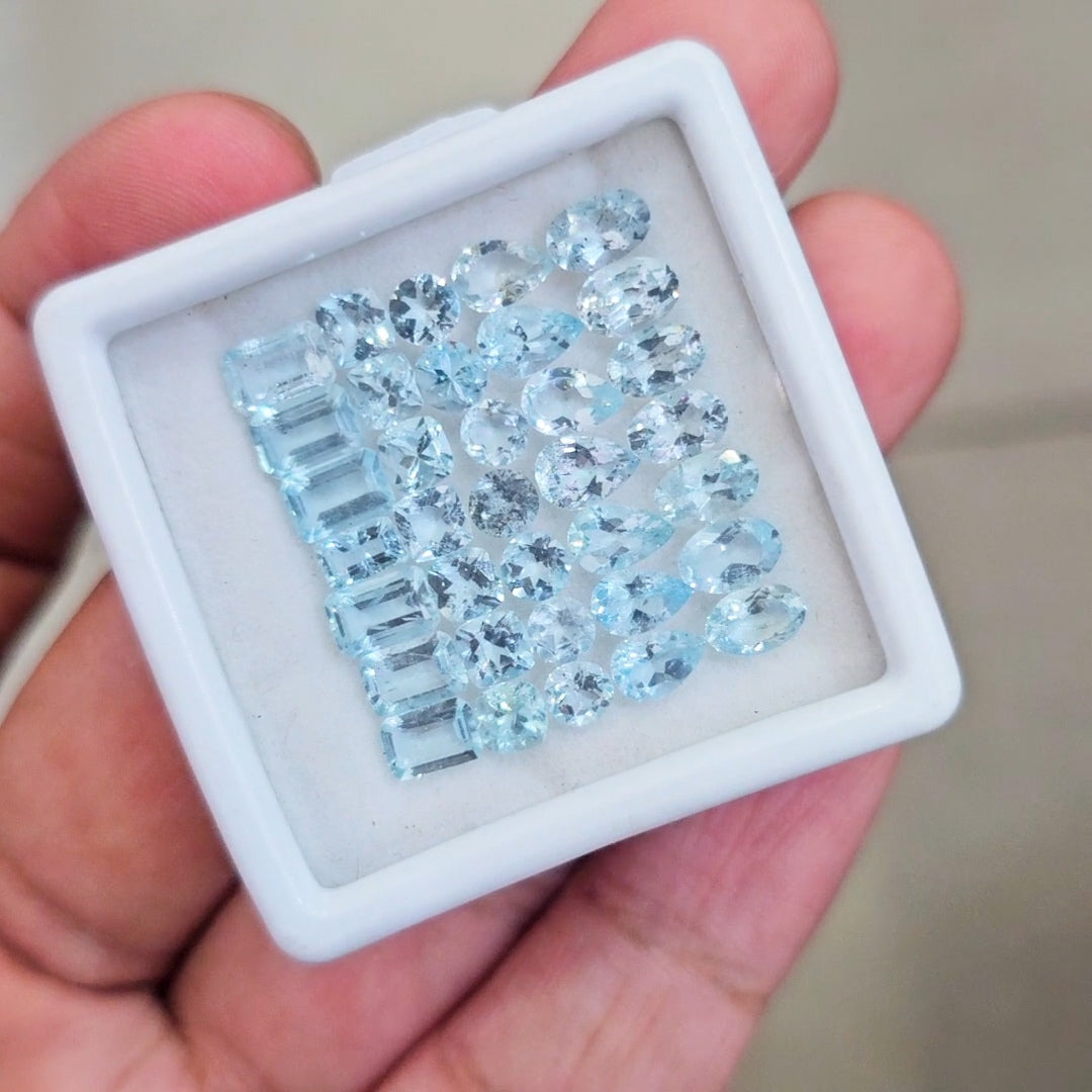 35 Pcs of Natural Aquamarine Faceted | Mix | Size: 4-6mm