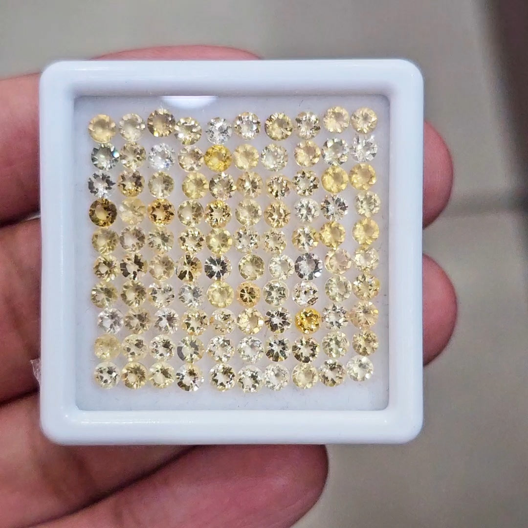 100 pcs Of Natural Citrine Faceted | Round | Size:2mm