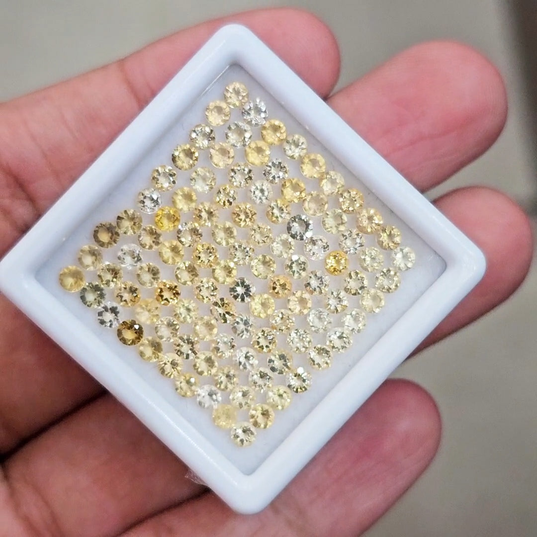 100 pcs Of Natural Citrine Faceted | Round | Size:2mm