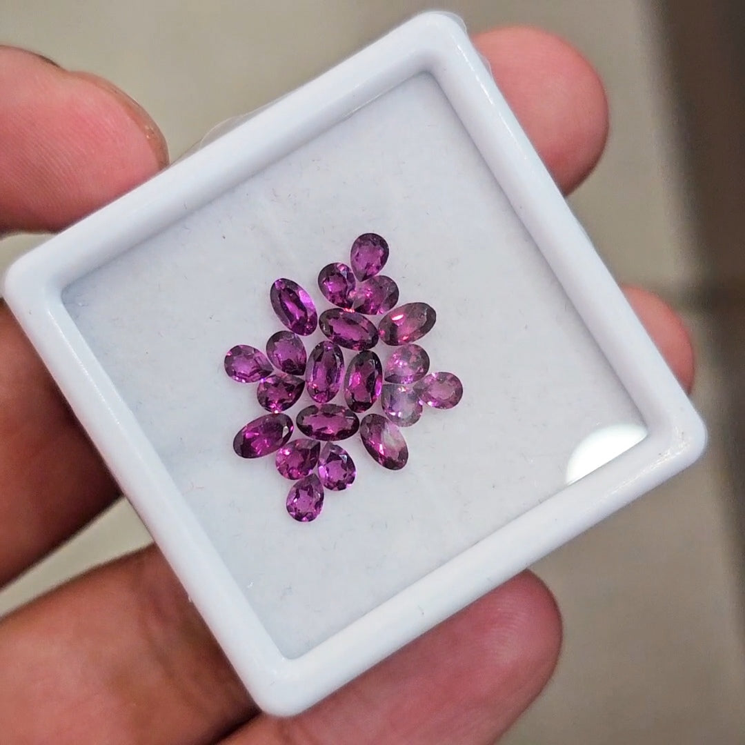 20 Pcs of Natural Rhodolite Garnet Faceted | Pear & Oval | Size: 4-5mm