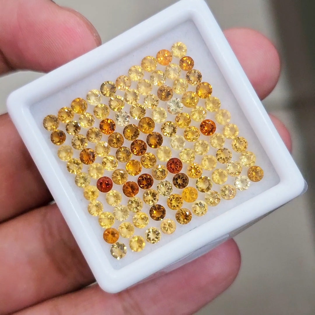 100 pcs Of Natural Citrine Faceted | Round | Size:2-3mm