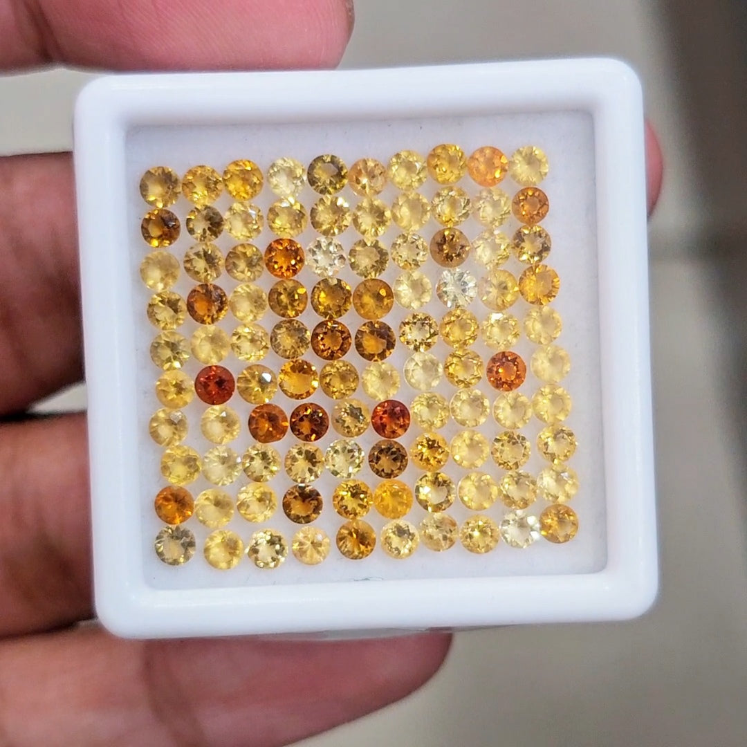 100 pcs Of Natural Citrine Faceted | Round | Size:2-3mm