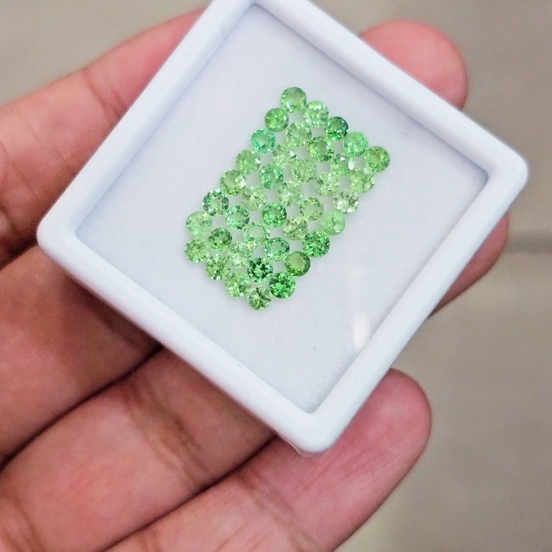 38 pcs Of Natural Tsavorite Faceted | Round | Size: 3mm