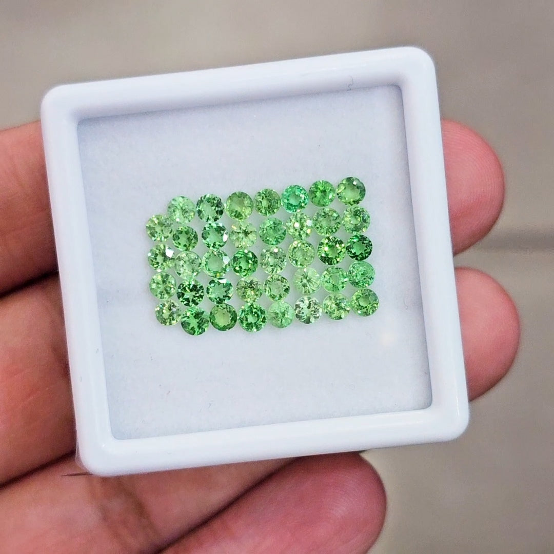 38 pcs Of Natural Tsavorite Faceted | Round | Size: 3mm