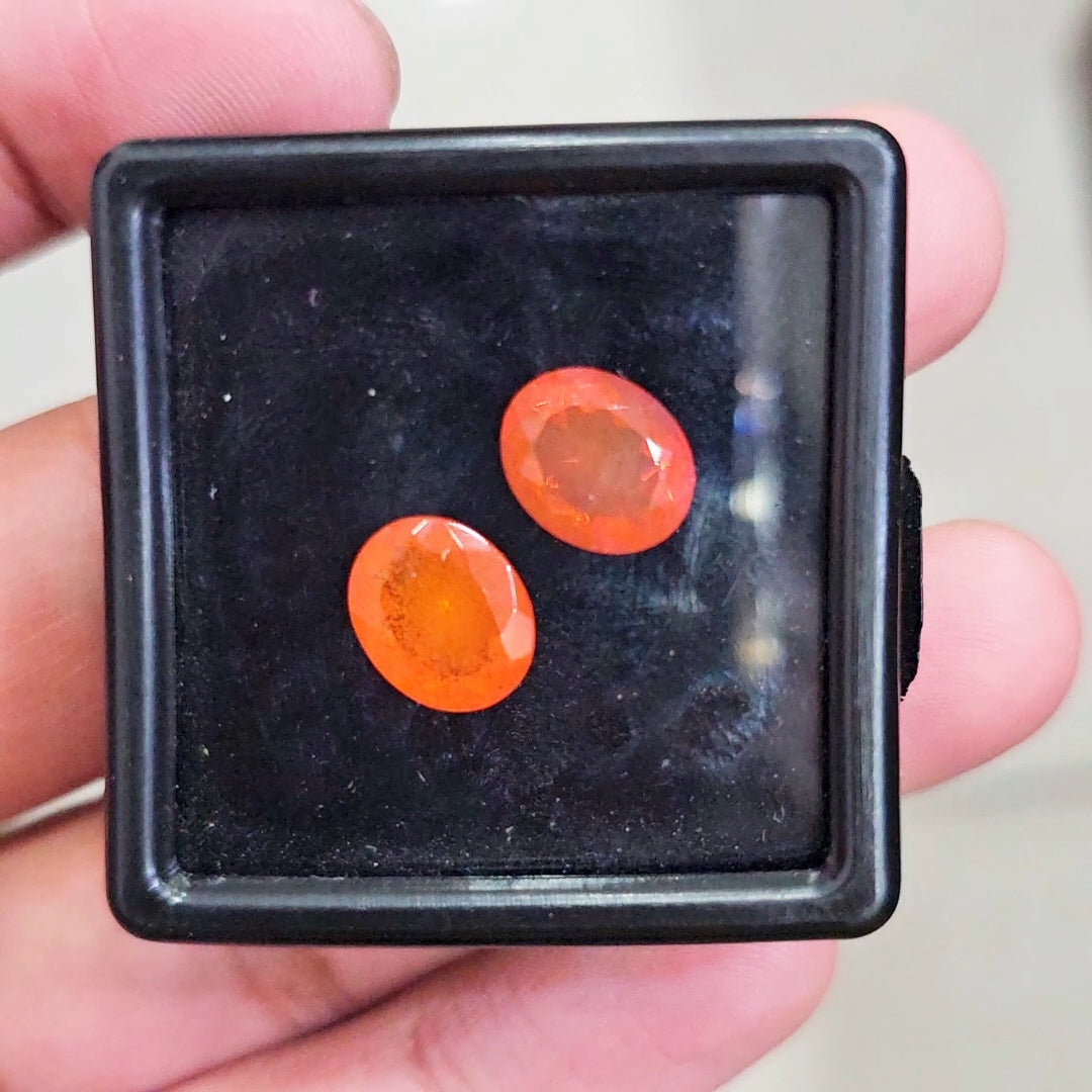 2 Pcs of Natural Smoked Heated Orange Opal Faceted | Oval | Size: 11x9mm