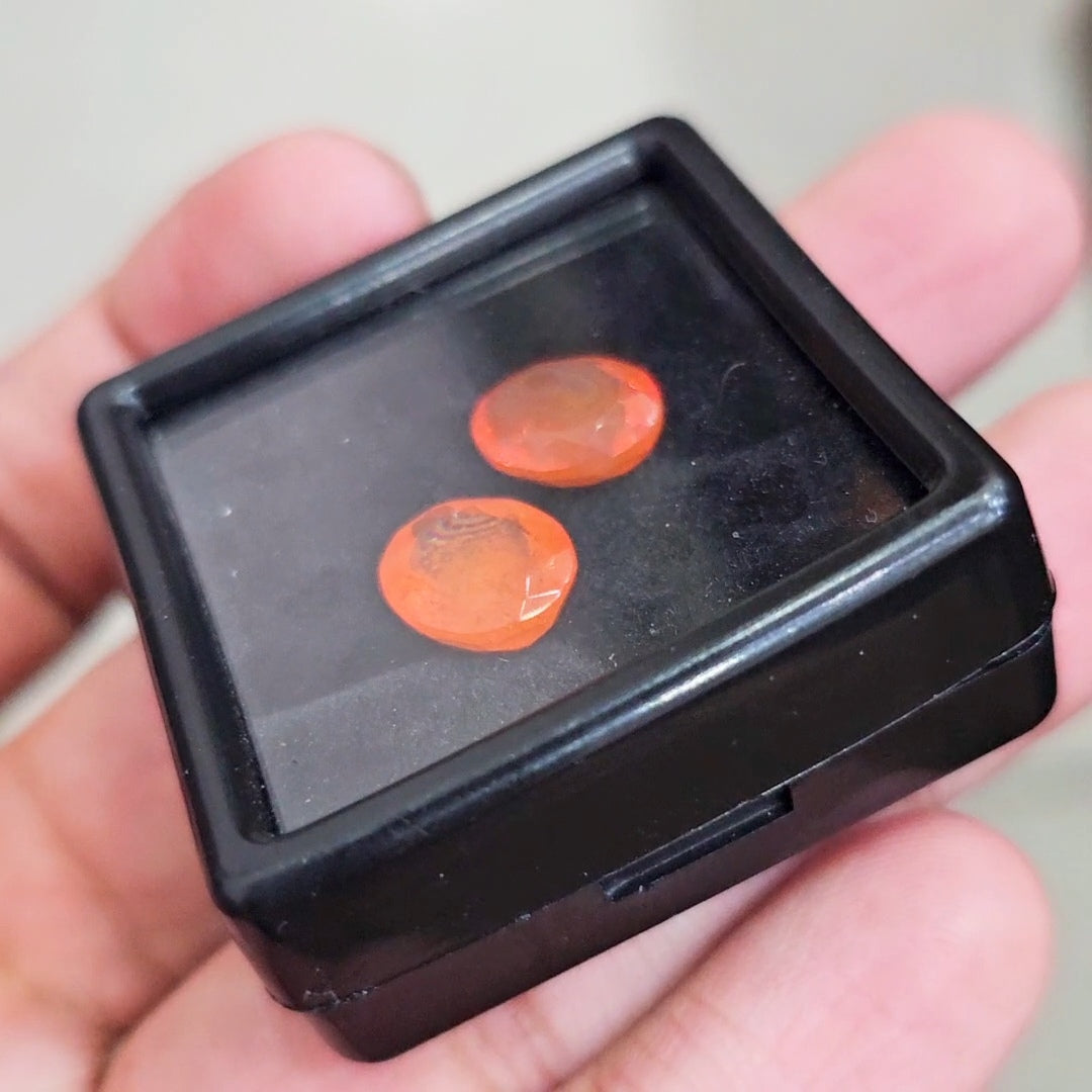 2 Pcs of Natural Smoked Heated Orange Opal Faceted | Oval | Size: 11x9mm