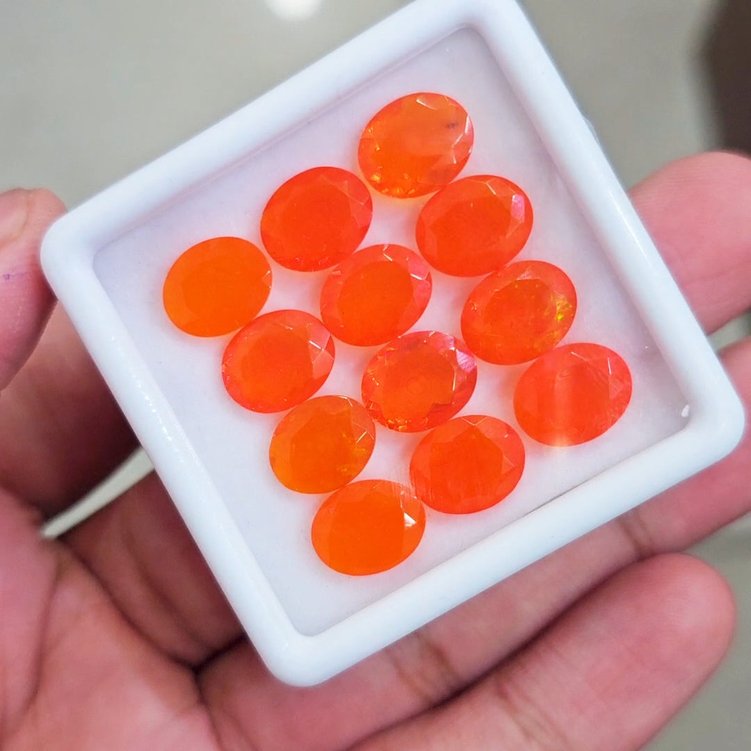 12 Pcs of Natural Smoked Heated Orange Opal Faceted | Oval | Size: 11x9mm