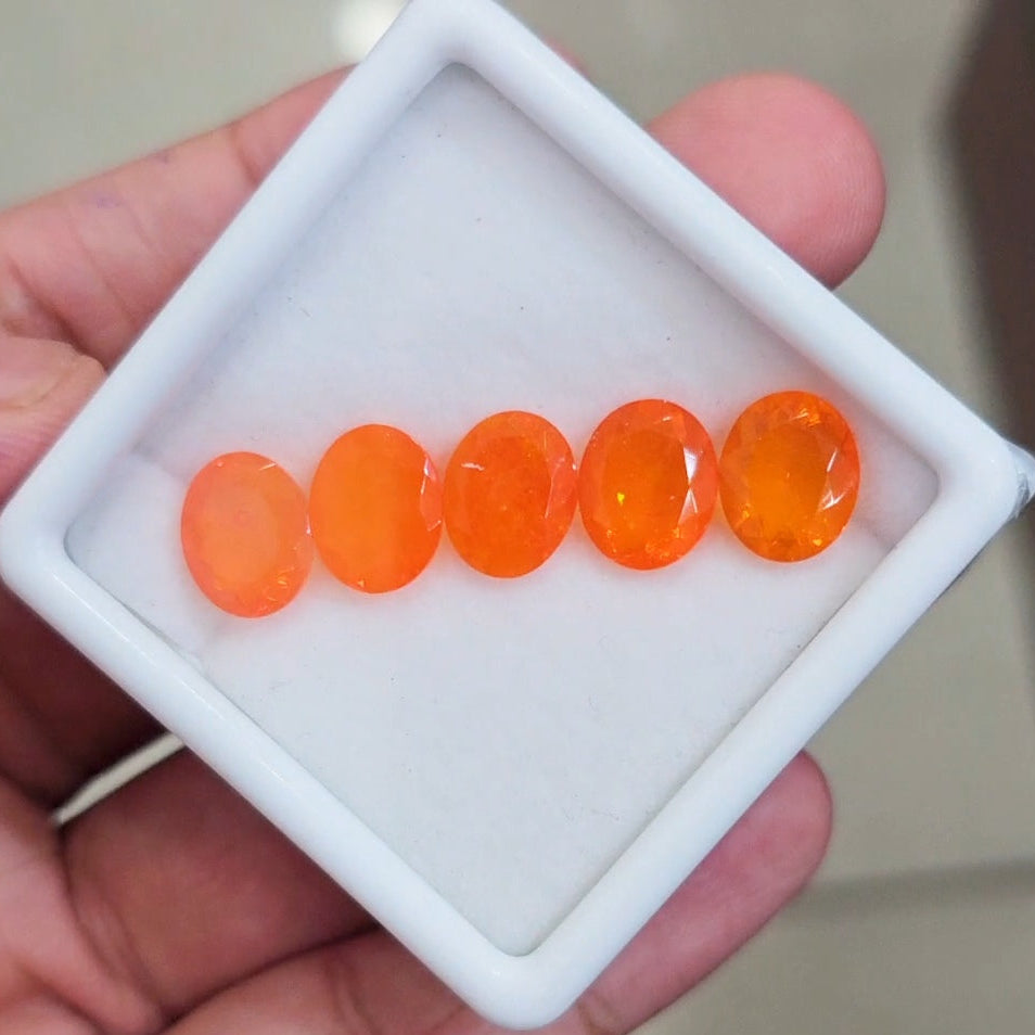 5 Pcs of Natural Smoked Heated Orange Opal Faceted | Oval | Size: 11x9mm