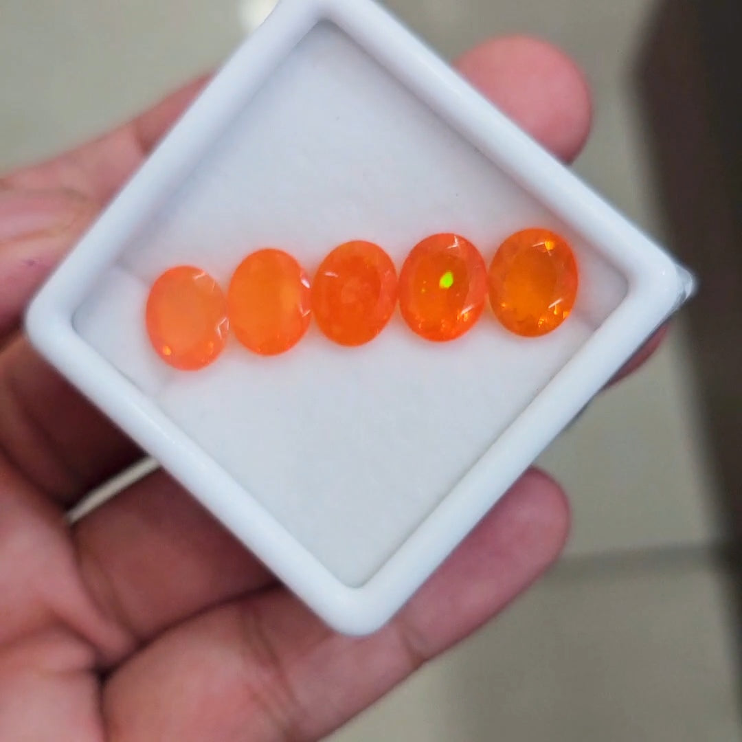5 Pcs of Natural Smoked Heated Orange Opal Faceted | Oval | Size: 11x9mm